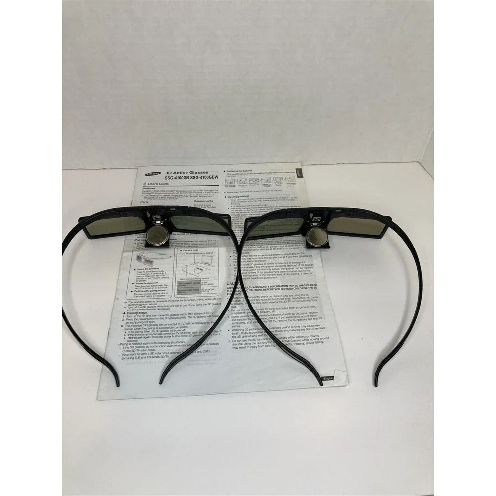 Samsung 3D Active Glasses Model SSG-4100GB Lot of 2 Pairs Smart TV Home Use